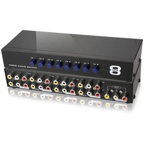 AV Switch Box Composite Selector 8 Port RCA Audio Video 8 in 1 Out to TV - Picture 1 of 8