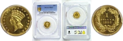 1888 One Dollar Gold Coin.  -   PCGS PR-63 - Image 1 of 3