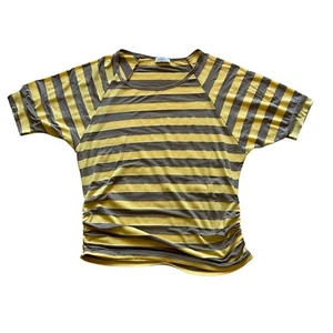Gestreiftes T-Shirt Joseph A Seidenmischung gelb braun Dolmanärmel gerafft Gr. L - Bild 1 von 8