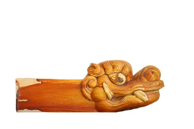 Antigua escultura china Sancai Tai-color esmaltada cabeza de dragón Fengshui decoración Foto 1 de 4