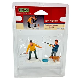 Lemax Ice Fishing Father & Son with Dog Figures 2001 Village Collection Retired - Picture 1 of 14