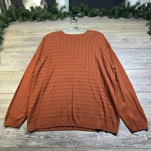 Perry Ellis Sweater Size Extra Large (XL) Orange Pullover Stretch Ribbed Knit - Picture 1 of 14