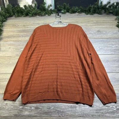 Perry Ellis Sweater Size Extra Large (XL) Orange Pullover Stretch Ribbed Knit - Image 1 of 4