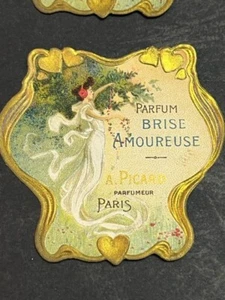 Lot 4 ETIQUETTES ANCIENNES / BRISE AMOUREUSE/PICARD /PARIS /VINTAGE LABELS /J16 - Picture 1 of 2
