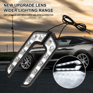 2x White L Shaped 6 LED Car DRL Driving Fog Light Lamp Waterproof Accessories - Picture 1 of 12