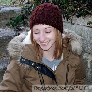 BonEful RTS NEW Boutique WINTER HAT Brown Girl Hipster Crochet Cable Knit Beanie - Picture 1 of 6