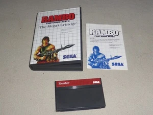 MASTER SYSTEM GAME RAMBO FIRST BLOOD PART II W CASE & MANUAL THE MEGA CARTRIDGE - Picture 1 of 2