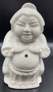 Taza luchador de sumo con manos fuera 7" de alto, cerámica blanca de Benihana - Imagen 1 de 6