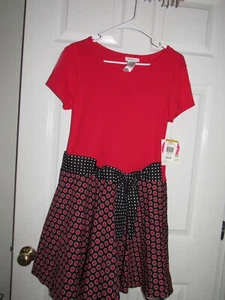 NWT New $55 BONNIE JEAN Girl's Sz 14 1/2 Dress Red Black Polka Dot - Picture 1 of 5