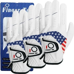 3 Packs Golf Gloves Premium 100% Cabretta Leather-Men's Regular Sizes US Ship - Picture 1 of 20