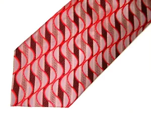 Vtg Fusion Mens Necktie Tie Burgundy Red Geometric Silk 59" Career - Picture 1 of 4