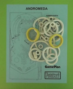 1985 Spielplan Andromeda Flipperautomat Gummiring Set - Bild 1 von 2