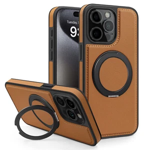 Magnetic Case For iphone 16 Pro Max/16/16 Plus/16 Pro PU Leather Back Cover Ring - Picture 1 of 27