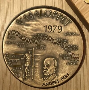 Table medal AH09 Vasaloppet Skiing 1979 - A Pers M Nordin - Bronze 47mm 62(136)g - Picture 1 of 4