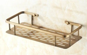 Antique Brass Wall Mounted Kitchen Bathroom Basket Storage Shelf  Gba107 - Picture 1 of 9