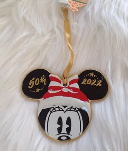 Disney World Minnie Mouse ceramic ears 50th 2022 Christmas ornament personalized - Picture 1 of 4