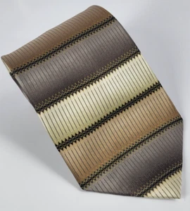 Cocktail Colors Silk Tie Brown Beige Black Stripes Men Necktie 60 x 3.7/8 - Picture 1 of 5