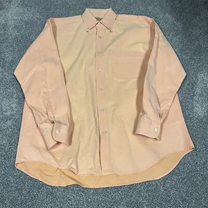 Paul Stuart Oxford Long Sleeve Button Up Mens Large Cotton Italy Salmon Pink - Picture 1 of 9