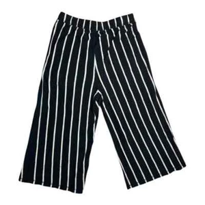 $168 Eileen Fisher PS Black White Stripe Slub Cotton Wide Cropped Pants NWT - Picture 1 of 18