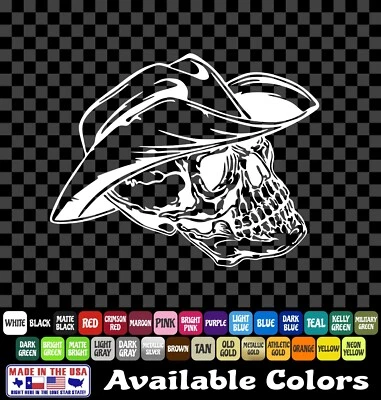 Cowboy Skull sticker Skeleton Western Hat Vinyl Decal Car Window - Image 1 of 4