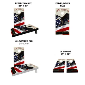 American Flag Eagle - In God We Trust Themed Custom Cornhole Boards Variations - Picture 1 of 3