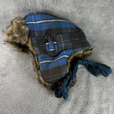 Chapéu caçador American Eagle Outfitters pele sintética azul/preto + abridor de garrafa pequeno/médio - Imagem 1 de 4