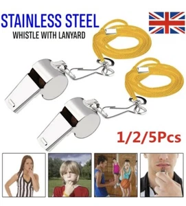 4XMETAL REFEREE WHISTLE WITH KEY RING SPORTS PE SCHOOL FOOTBALL RUGBY OUTDOOR - Picture 1 of 4