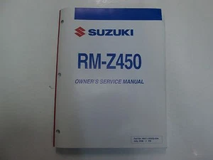 Suzuki RM-Z450 Propietarios Tienda Taller Servicio Manual OEM 99011-35652-03A K7 - Imagen 1 de 12