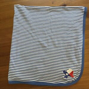 Blue & White Striped Texas Themed Baby Blanket