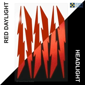 Lightning Reflective Helmet Decals, 6 Red Bike Frame Reflector Stickers #674R - Picture 1 of 7