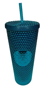 NEW! Starbucks Bling Splash Chrome Teal Tumbler Venti 24oz w/Straw - Picture 1 of 2