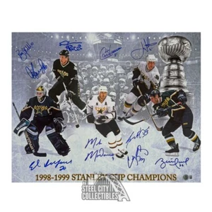 Dallas Stars 1998-99 Champs W/ 6 HOFers Autographed 16x20 Hockey Photo - BAS - Picture 1 of 1