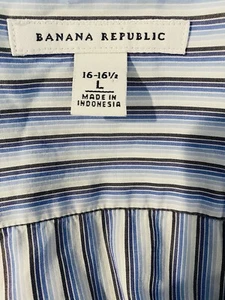 Banana Republic HERRENHEMD MIT KNÖPFEN, blau/weiße Streifen, Größe Large 16-16,5 - Bild 1 von 7