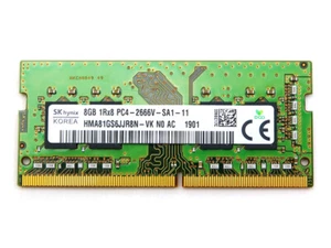 SK HYNIX 8GB 1RX8 DDR4 SODIMM PC4-21300 2666MHZ LAPTOP MEMORY HMA81GS6JJR8N-VK - Afbeelding 1 van 2