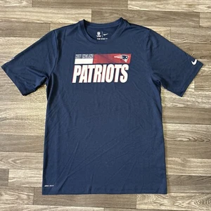 Nike New England Patriots Dri-Fit Shirt Youth XL Blue On Field Swoosh Stretch - Picture 1 of 7