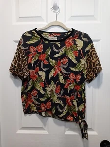 Camicia Ralph Lauren Denim & Supply donna nera MED cravatta laterale floreale manica corta - Foto 1 di 8