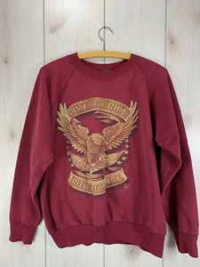Vintage American Biker Sweatshirt 3D Emblem VTG Raglan 80s Harley Dealer USA - Picture 1 of 7