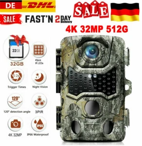 32MP 4K Wildkamera mit SD Karte 0.2s Auslösezeit Jagdkamera Bewegungsmelder PIR - Bild 1 von 7