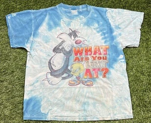 VTG Looney Tunes Sylvester Tweety Bird “What Are You Lookin At?” T-Shirt Men's M - Imagen 1 de 9