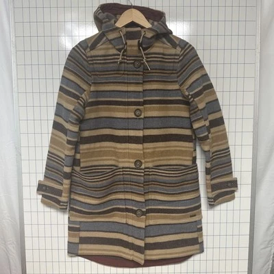 LL Bean West End Wool Coat - Size XS - Camel Brown Blanket Stripe Women's - Image 1 of 4