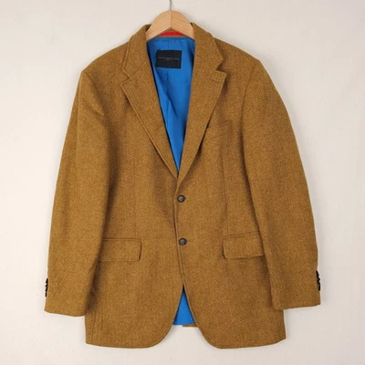 Tommy Hilfiger Mens Tweed Blazer Jacket Brown 52 Brown Herringbone Wool Tailored - Image 1 of 4