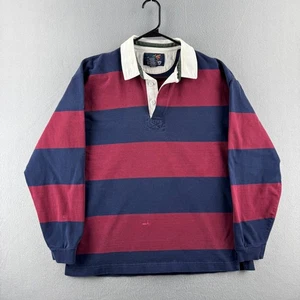 Lands End Rugby Shirt Herren Large Blau Baumwolle Langarm Polo Preppy Y2K 90s - Bild 1 von 18