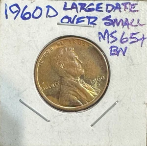 1960-D LINCOLN CENT DOUBLE ERROR D / D  SMALL DATE OVER LARGE DATE FS 501/FS 101 - Picture 1 of 3