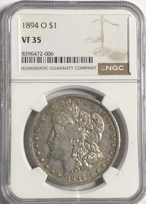 1894 O MORGAN "NGC VF35" - KEY DATE YEAR,  NICELY CIRCULATED, SOME TONING!💥 ✅ - Image 1 of 3