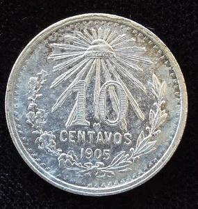 1905 Messico 10 Centavos .800 ARGENTO BU KM 428 (A020) - Foto 1 di 2