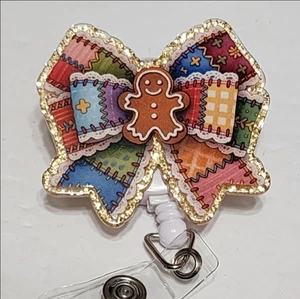 Lebkuchenmann Schleife Weihnachten Abzeichen Rolle Ausweis Mitarbeiter Geschenk Urlaub Strumpf   - Bild 1 von 1