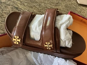 Tory Burch Kira braune Leder Plateau Sport Fersenriemen Sandalen Größe 6,5... NEU - Bild 1 von 5