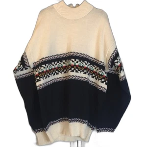 Maglione maglia western azteca stile nonno oversize Le Tigre taglia XL anni 90  - Foto 1 di 11