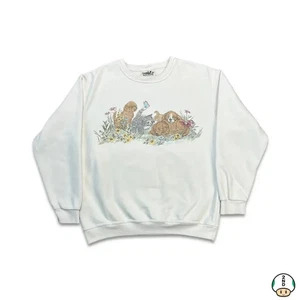 Felpa cane e gattino vintage anni 90 Northern Reflections donna piccoli animali bianchi - Foto 1 di 7