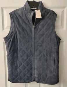 NWT SMALL Peter Millar Crown Galaxy Gray Quilted Suede Vest MSRP $895 - Picture 1 of 5